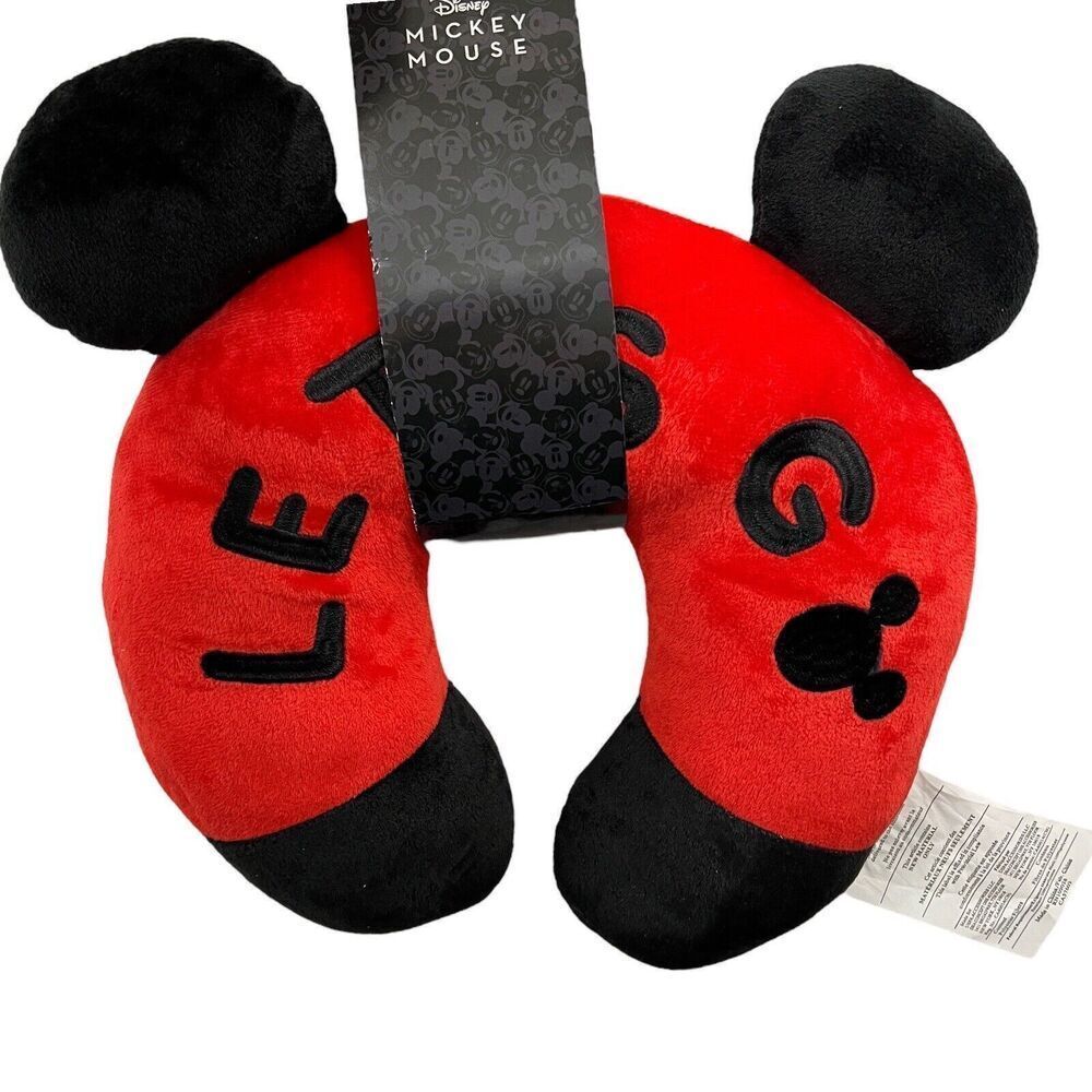 Disney Parks Mickey Mouse LETS GO Travel Neck Pillow Adult‎ Mickey Ears Vacation